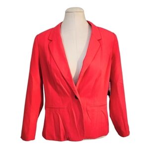 Kensie Womens Single Button Blazer Jacket Coral Red Size Medium NWT
